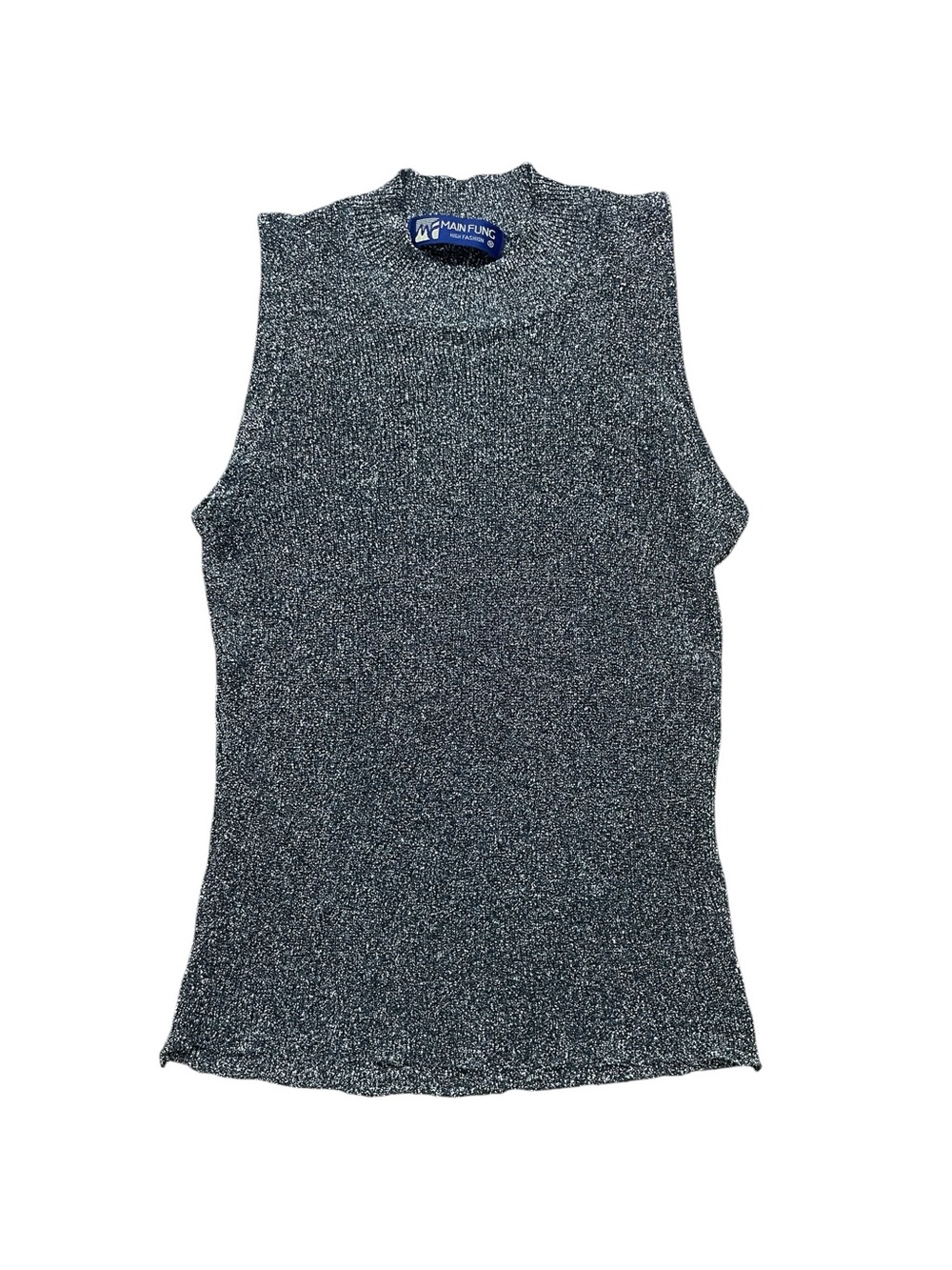 Metallic Knit Sleeveless Tank - Black/Silver
